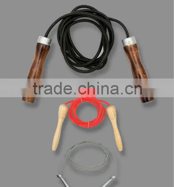 Leather Cord Wooden Handle Skipping Rope