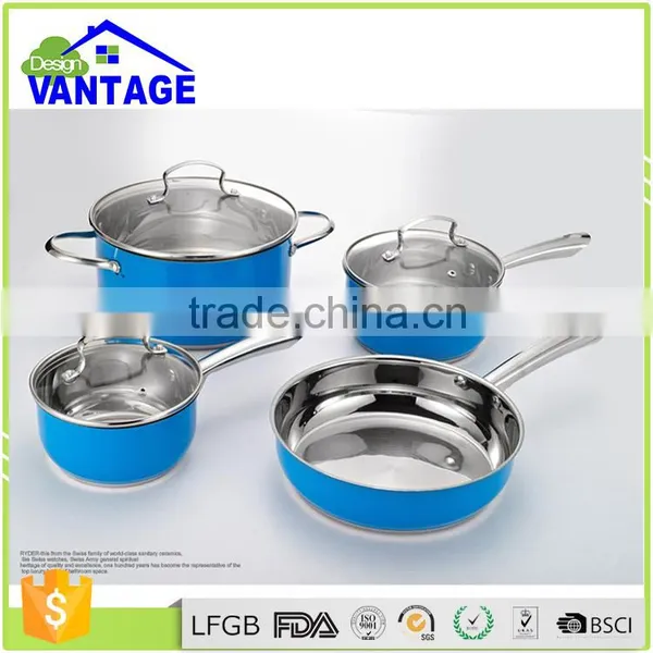 59 Pcs Hot Blue Cooking Pot and Pan Stainless Steel Non-stick Ceramic Cookware photo-3