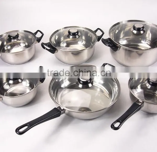 12pcs Cooking Pots Stainless Steel Non-stick Cookware Set With Glass Lid photo-2