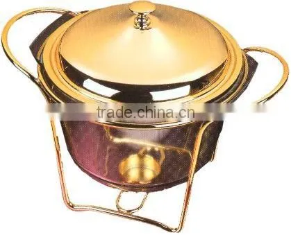 Round Soup Warmers With Golden Stand