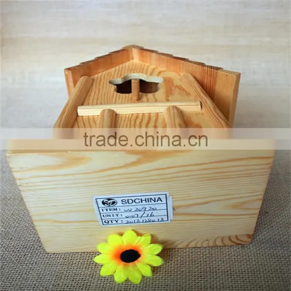 Pine Wood House Toy Wood Bird Nest Artificial Bird Nest With Two Window photo-5