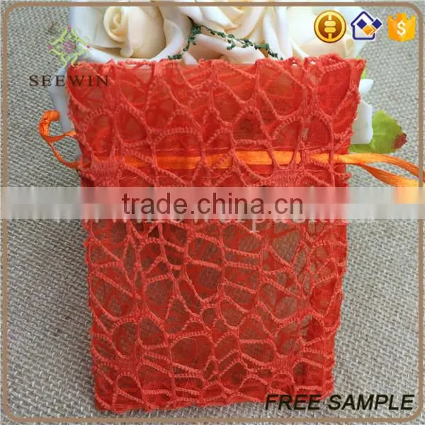 Christmas Drawstring Small Organza Mesh Floral Bag photo-5