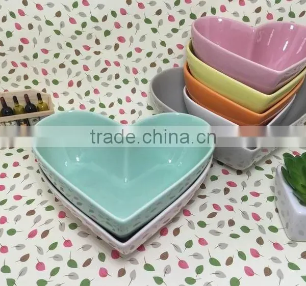 Stocked Heart Shape Sala Bowl,ceramic Soup Bowl for Microwave Oven photo-3