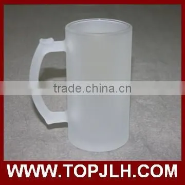 Transparent and Frosted Big Glass Beer Mugs With Handle photo-4