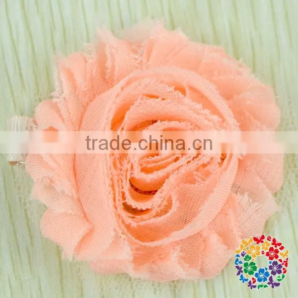 2015 Wholesale Beautiful Red Artificial Chiffon Fabric Flowers For Headbands Hair Accessories photo-3
