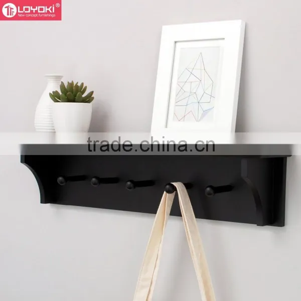 Wooden Wall Shelf With Coat Hooks for Indoor Room Wall Decoration Wall Floating Shelf With Wooden Clothes Pegs
