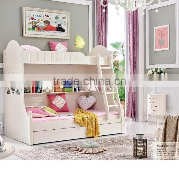 MJ666B Boys& Girls Pink Blue Bunk Bed Bedroom Set Wooden Children Bunk Bed Set Kid's Funny Furniture Set photo-3