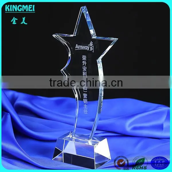 KM-ZP71 2015 Wholesale Clear Custom First Class Glass Medal Crystal Color Glass Trophy Star Trophies photo-3