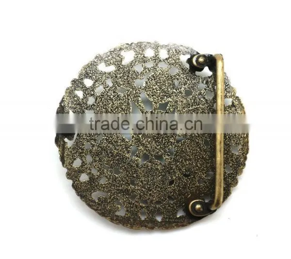 3.5 Inch Round Hot Sale Embellished Buckle for Belts, Zinc Alloy Embellishment Design With Turquoise photo-4
