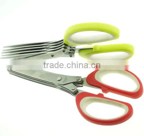 61052 Snipping Shearing Plastic Household Kitchen Stainless Steel 5 Blades Herb Scissors photo-3