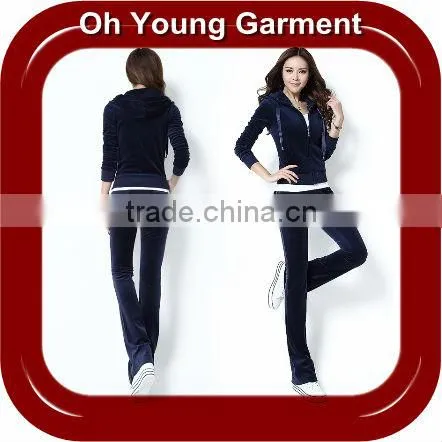 Wholesale CVC Velour Track Suits /Jogging Suits/ Lady's Sport Suits