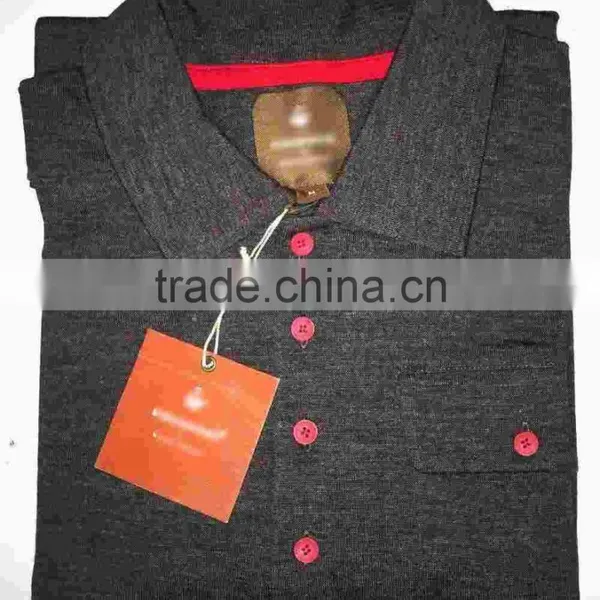 Custom Men's 100% Merino Wool Pullover Breathes Polo Shirt Tennis Top With Button Long Sleeve Spring photo-2