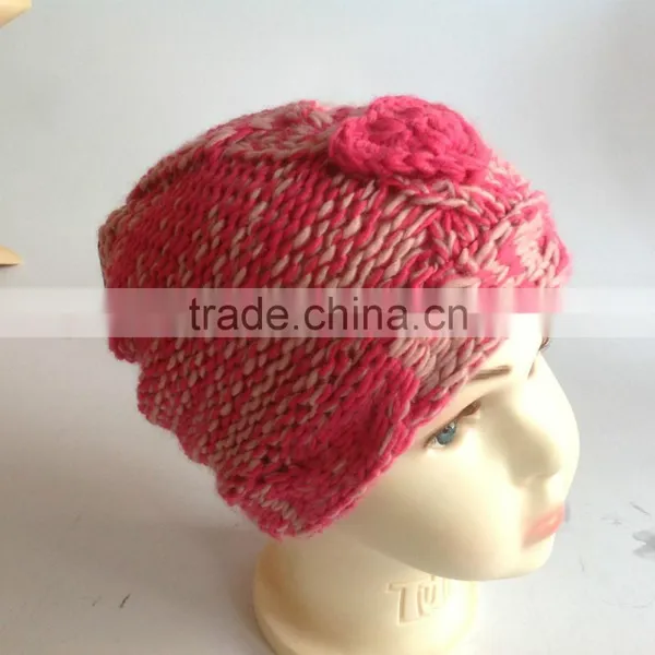 Computer Machine and Hand Made Red Lovely Girl's Fashion Cute Children Knitted Hats Factory photo-4