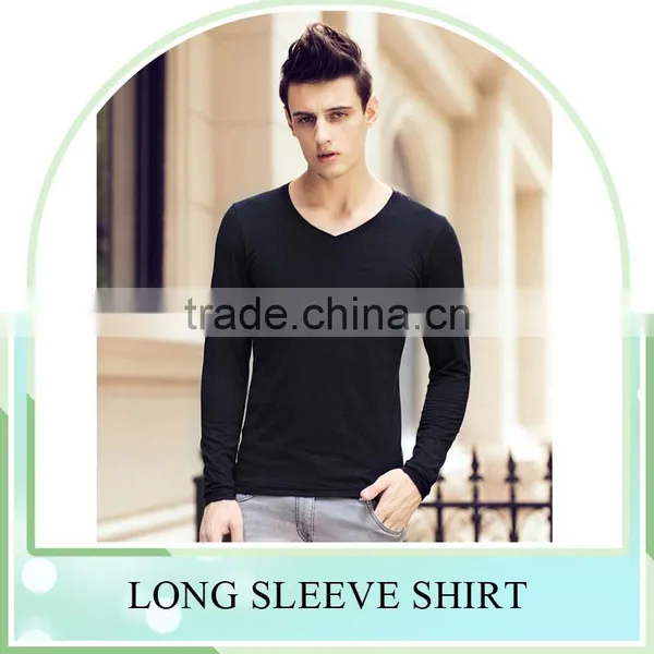 New Fashion Slim Fit T Shirt for Men ,tight V Neck Long Sleeves Shirt Manufacturer photo-2