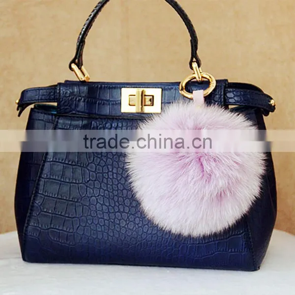 Myfur Big Size Yellow Real Fox Body Fur Pom Poms Bag Charm Key Ring Wholesale photo-4