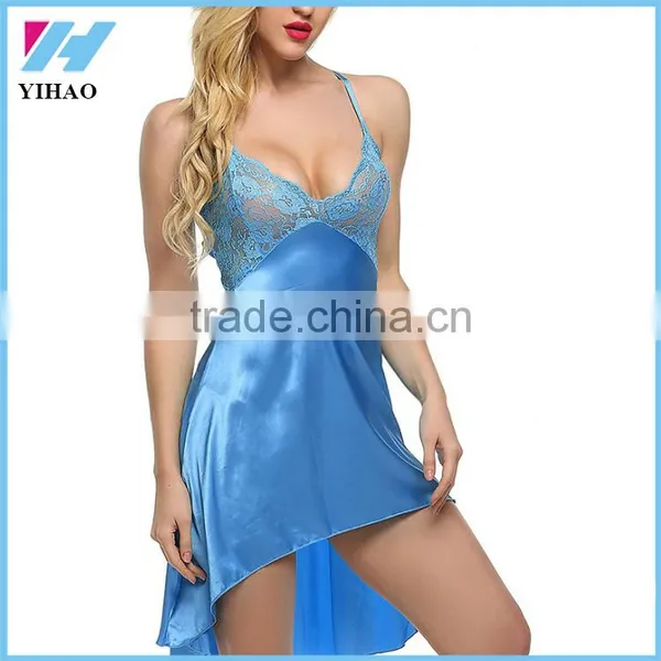 Yihao Factory Sexy Nighty Women in Nightgowns Silk Night Dress for Women