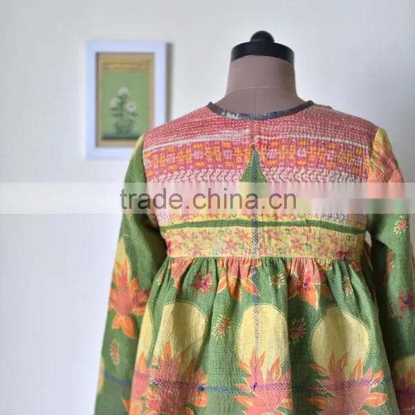 Vintage Kantha Kediyu Style Jacket in Beautiful Vintage Colors ~ Medium photo-5