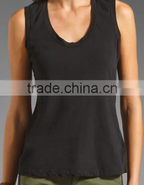 Sanded Jersey Wide Strap Plain Tank Top photo-2