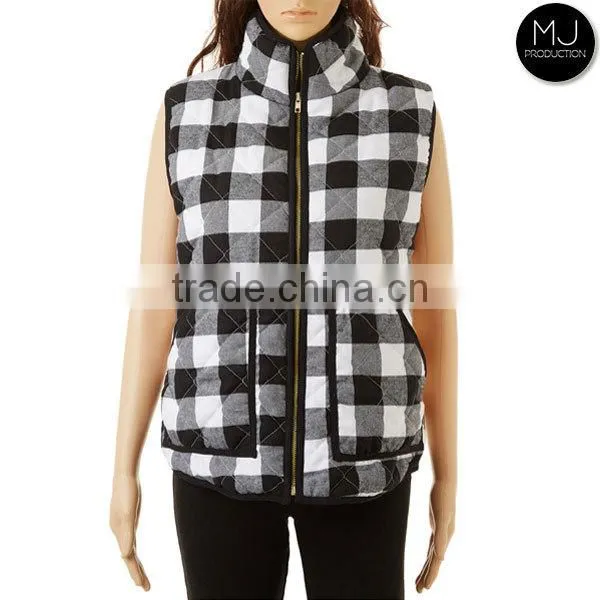 Wholesale Winter Plaid Quilted Vest Buffalo Women Vest photo-2