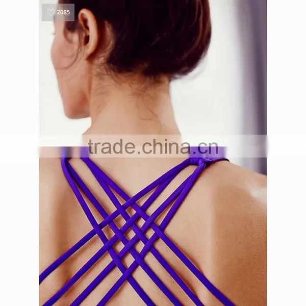 Nylon Spandex Sport Tops Running Fitness Cross Back Sports Bra photo-5