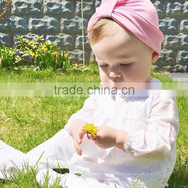 Solid Baby Turban Hat With Bow, Fashion Newborn Turban Hat photo-2
