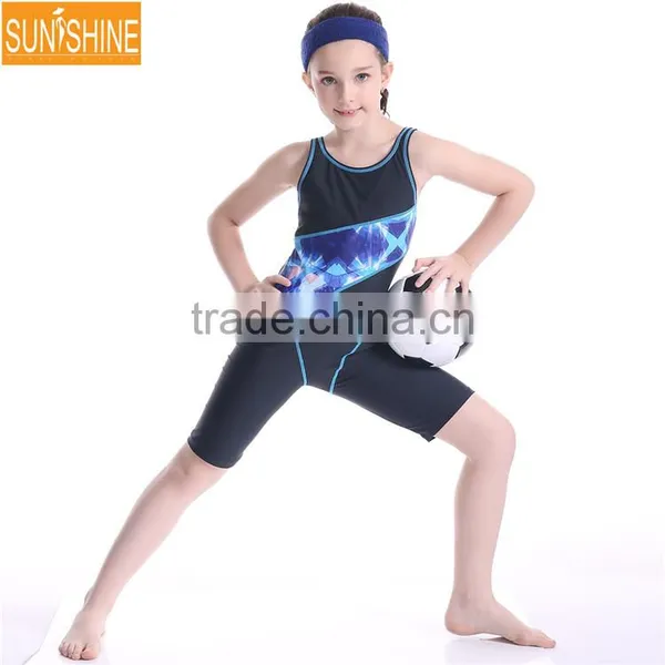 Full Brief Knee Suits One Piece Swimsuit Children Competition Swimwear photo-2
