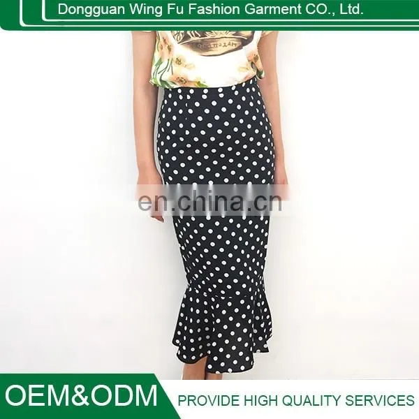 High Quality Cheap Price Latest Skirt Design Women Black and White Wave Point Fishtail Skirt photo-3