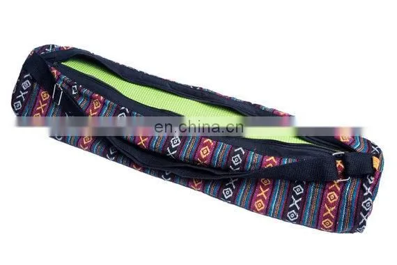 Handmade Yoga Mat Bag Totes Crossbody Bags Zipper With Cotton Lining Ethnic Hand Work Yoga Bag Mat Thai Ikat Cotton Wholesale photo-2