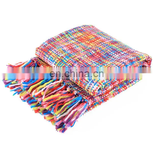 High Quality Tropical Style Multi-Color Rainbow Throw Blanket 63" X 49" photo-4