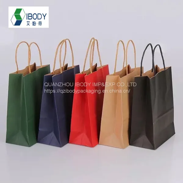 Recyclable Kraft Paper Bag With Your Own Logo, Custom Shopping Paper Bag For Food With Handle photo-2