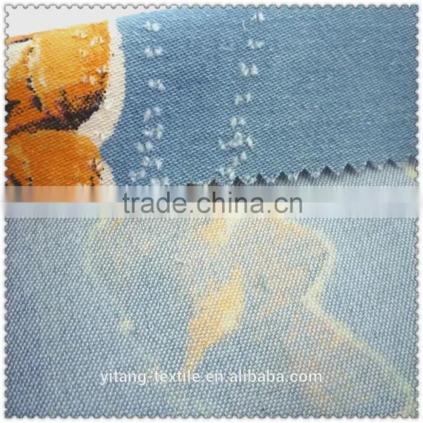 Big Bufferfly Pattern Printed Denim Cotton Fabric photo-2