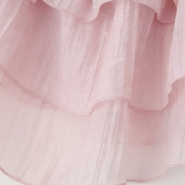 New Spring 2025 Women's Cross Border 3D Flower Folded Texture Ruffle Edge Dress From Europe and America photo-3