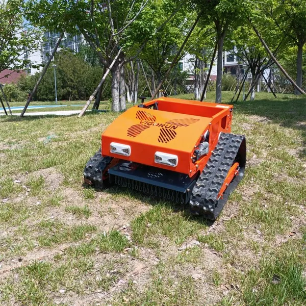 Hybrid Industrial Rubber Track 800Mm Rechargeable Battery Wheeled Remote Control Lawn Mower photo-6