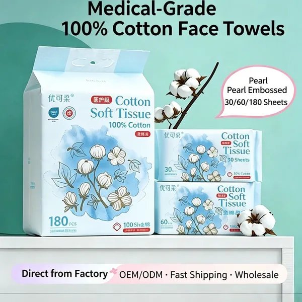 100% Cotton Baby Face Towels – Medical-Grade Thickened Dry & Wet Disposable Cleansing Wipes