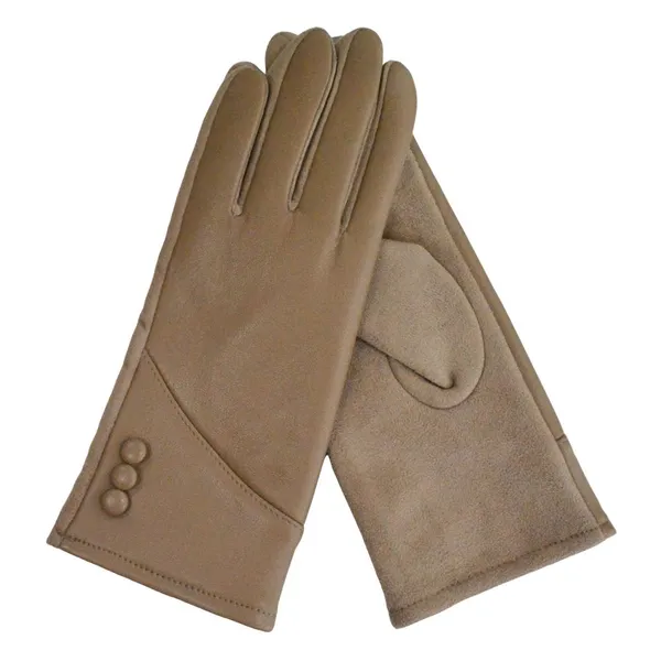 Full Finger Leather Gloves Light Brown Stitched Design Sophisticated Gloves