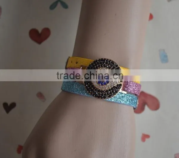 Rhinestone Metal Jewelry Slided DIY Leather Wrist Bands Bracelet photo-2