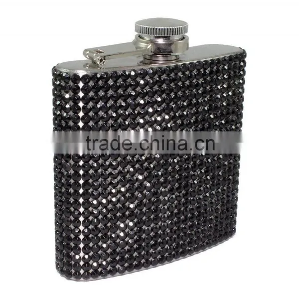 6OZ Rhinestone Stainless Steel Hip Flask photo-3