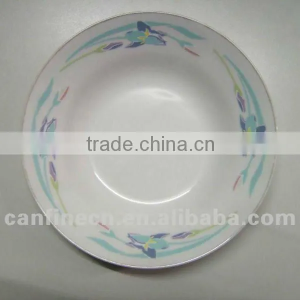 Cheap White Ceramic Dinner Plate With Flower Design / Round Ceramic Porcelain Flat Plate photo-4