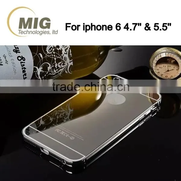 Electroplating Mirror Back Mobile Phone Case Aluminum Metal Bumper With PC Back Cover for Iphone 6/6s Plus photo-5