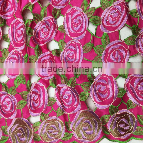 New Arrival Purple Silk Lace /fashion Flowers Design Soft Cotton Fabric for Wedding Party Dress photo-2