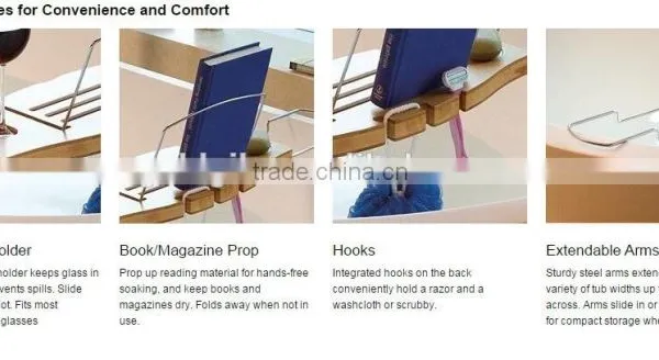 Multifunctional Natural Bamboo Bathtub Caddy With Soap Tray photo-5