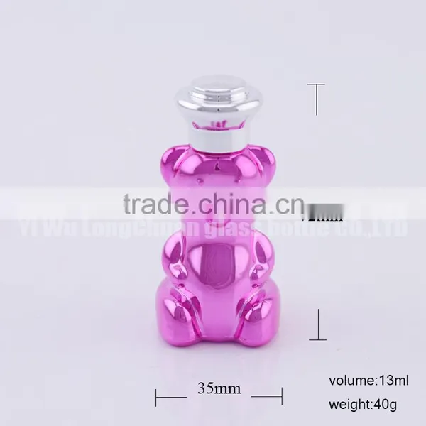 Bear Shape Clear Essentional Oil Glass Bottle 13ml With Silver Metal Cap