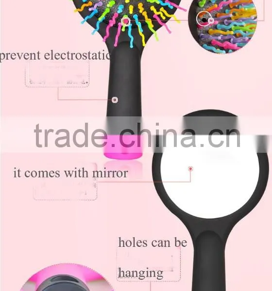 Abundant Hair & Antistatic Detangling Comb Eyecandy Rainbow Wave Curly Plastic Hair Brush photo-6