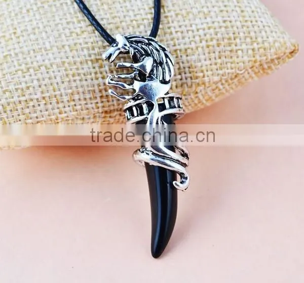 Women Men Wolf Fang Tooth Pendant Chain Stainless Steel Fashion Necklace photo-6