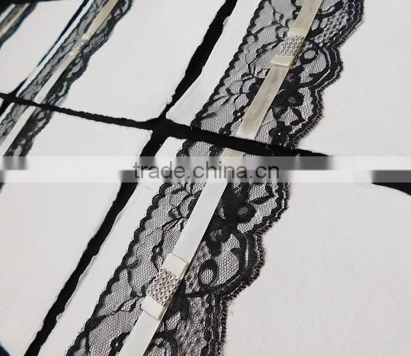 Cotton Rag Handmade Paper Wedding Invite Lace and Ribbon Invitation With Deckled Envelope and Rsvp Card photo-2