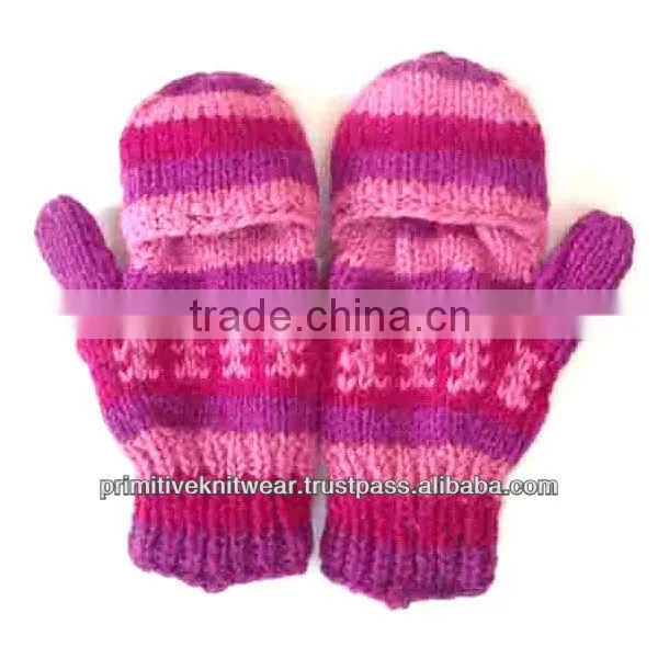 100% Woolen Glove Knitted With Creative Hands
