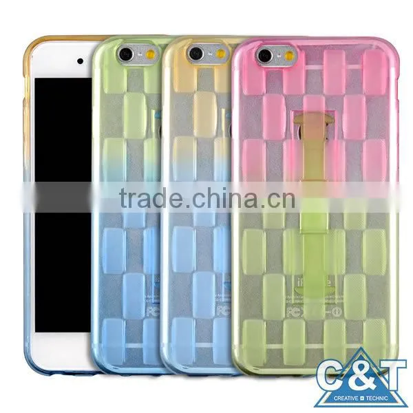 C&T Flexible Extremely Thin Gel Finger Grip TPU Skin for Iphone 6s Mobile Phone Covers With Kickstand photo-3