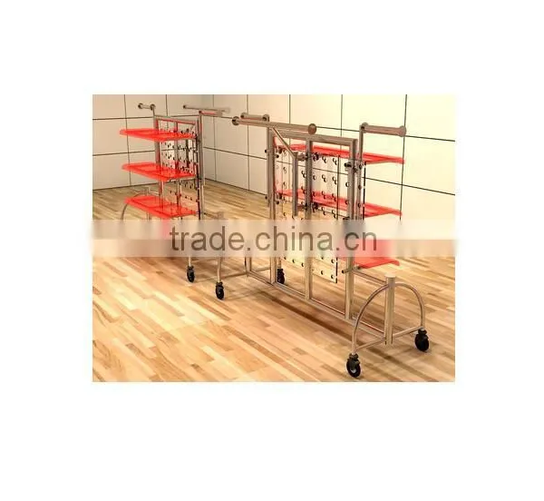 Freestanding stainless steel cloth display rack