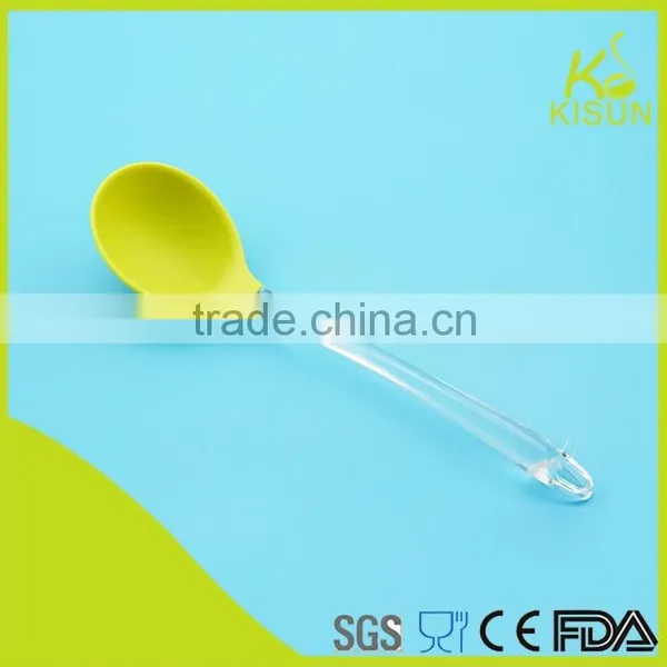 Graceful Big Size Soup Cooking Nylon Spoon With Transparent PS Handle photo-2