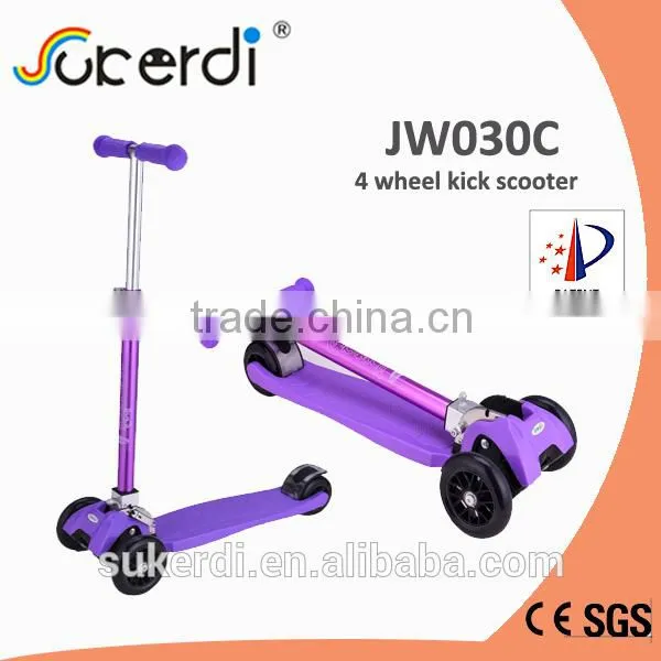 Colorful Kids Kick 4 Wheel Foldable Scooter Electroplated Tube New Scooter